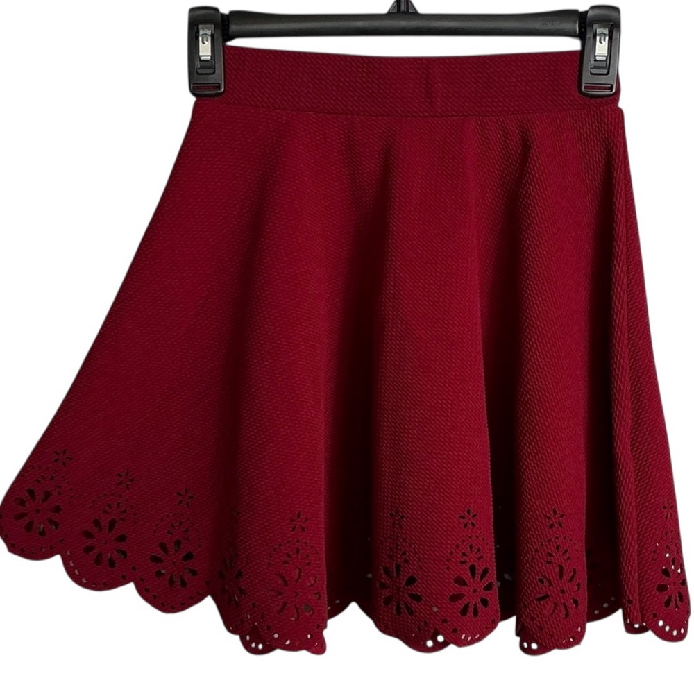 Women's Cutout Scallop Hem Flared Mini Skirt Size X-Small